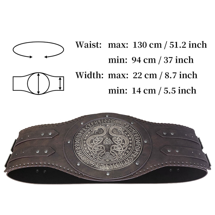 WorldNorse Vintage Serpent Valknut Rune Waistband