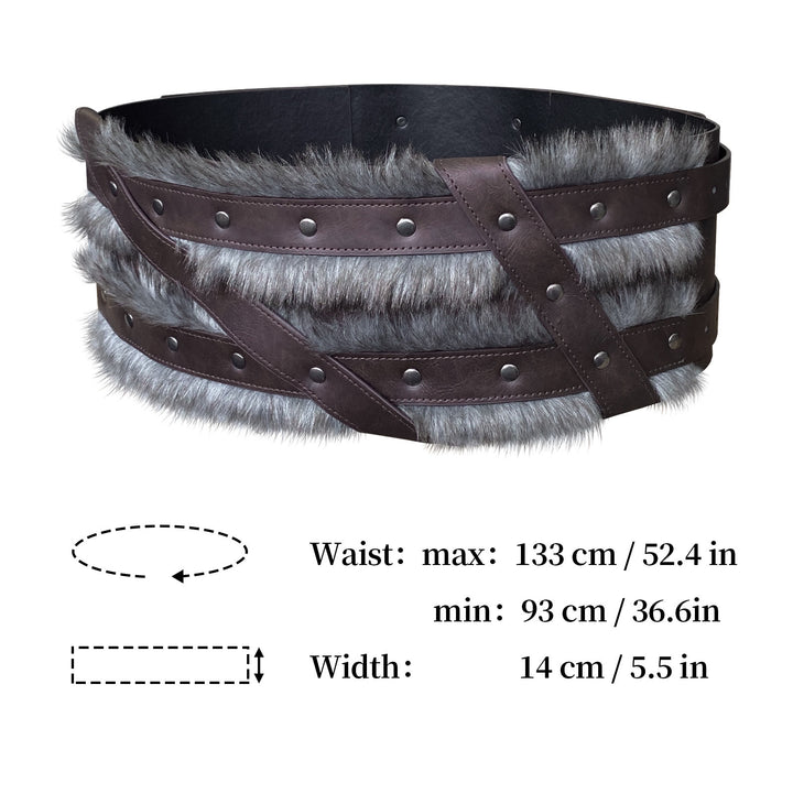 WorldNorse Viking Fur-Lined Rivet Waistband