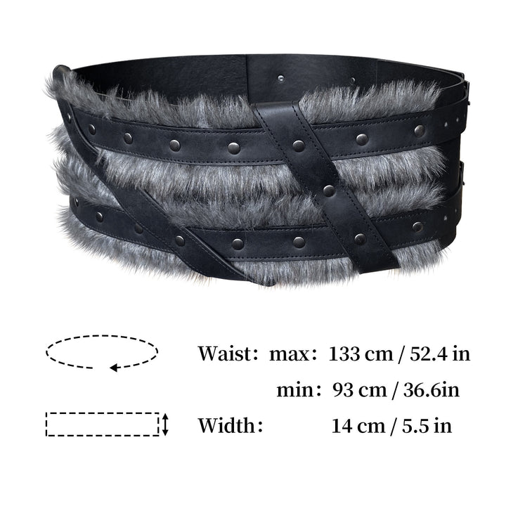 WorldNorse Viking Fur-Lined Rivet Waistband