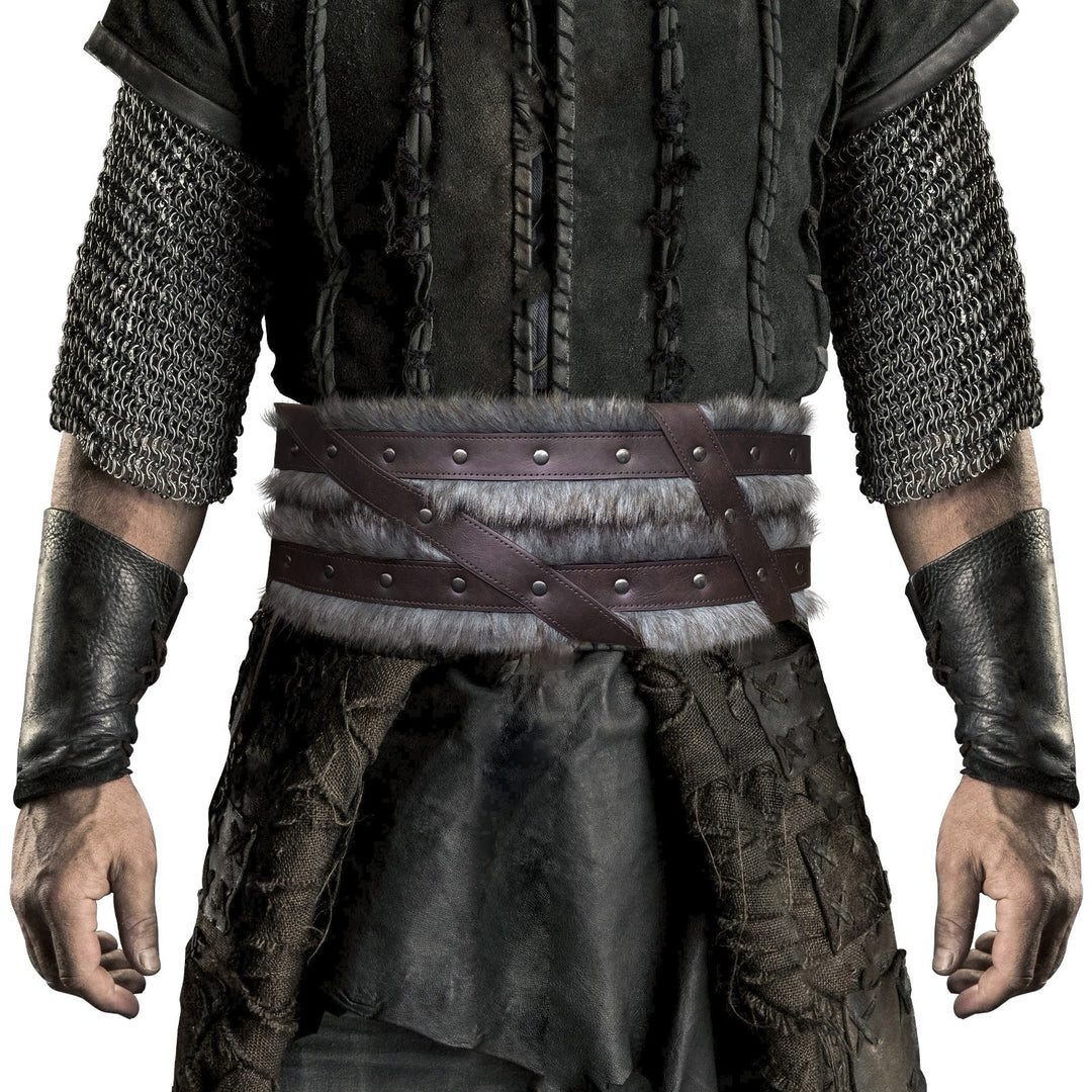 WorldNorse Viking Fur-Lined Rivet Waistband - Brown - image 0