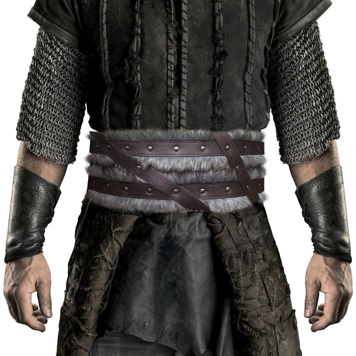 WorldNorse Viking Fur-Lined Rivet Waistband - Brown - image 0