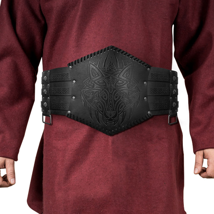 WorldNorse Norse Dragon Mjolnir Wolves Celtic Knot Waistband - Wolves - Black - image 12