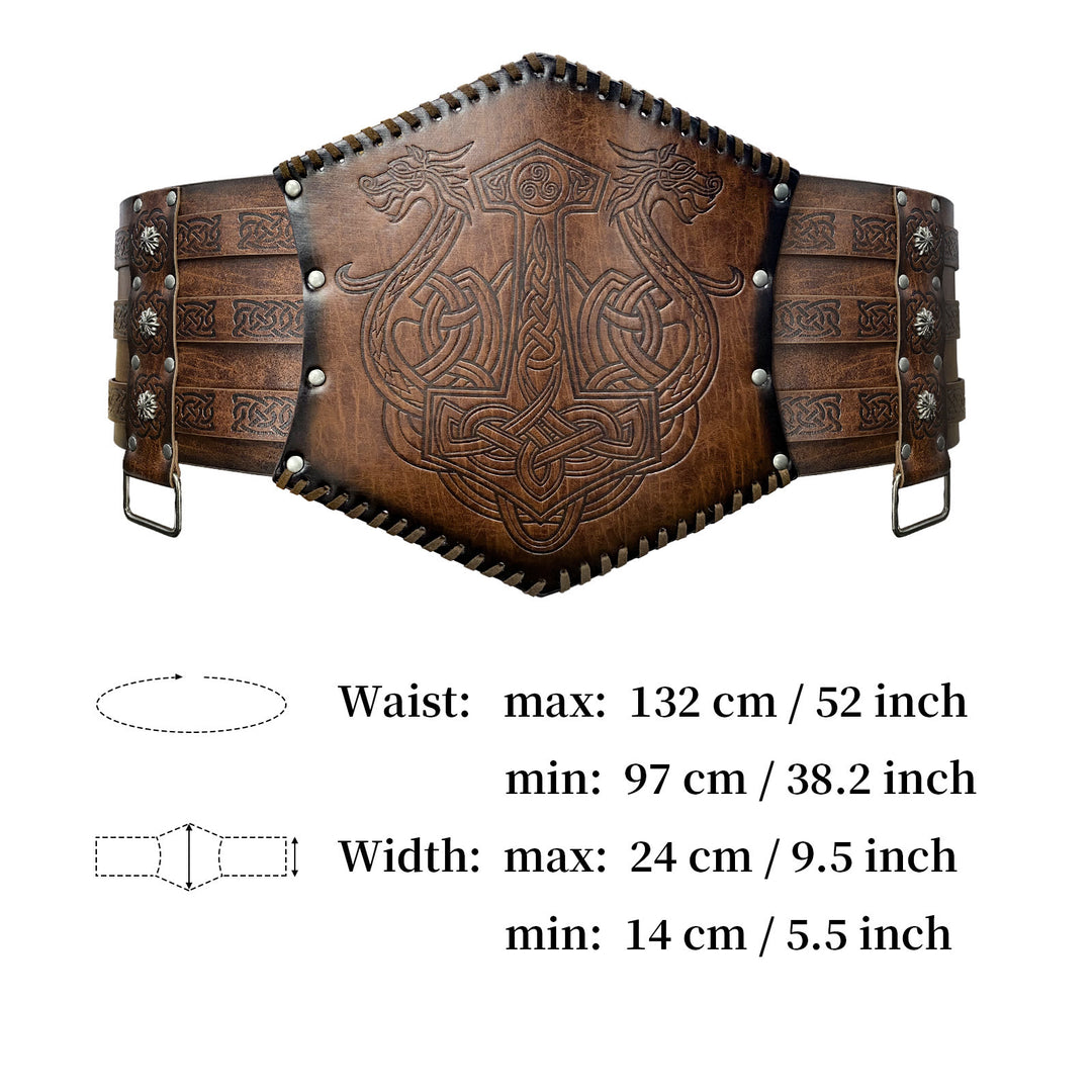 WorldNorse Norse Dragon Mjolnir Wolves Celtic Knot Waistband