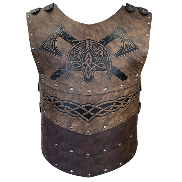 WorldNorse Viking Axe Mjolnir Leather Vest Chest Armor