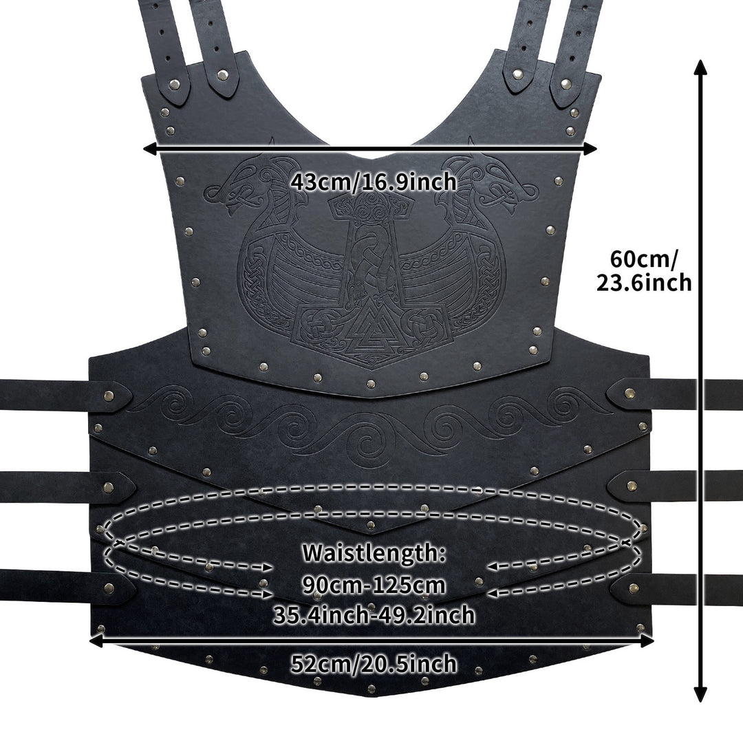 WorldNorse Viking Axe Mjolnir Leather Vest Chest Armor