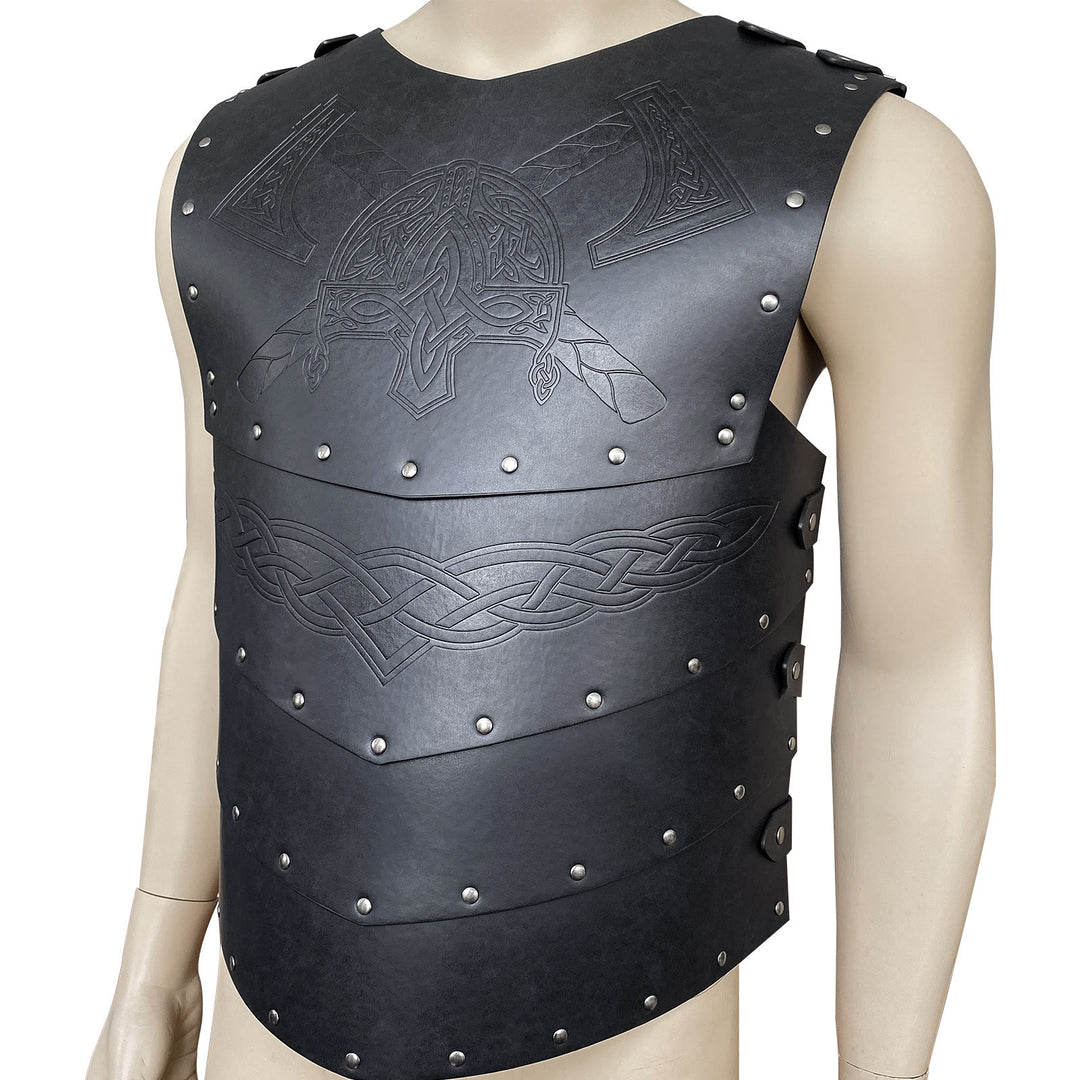 WorldNorse Viking Axe Mjolnir Leather Vest Chest Armor