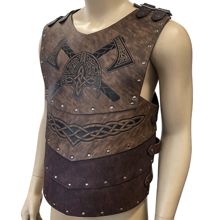 WorldNorse Viking Axe Mjolnir Leather Vest Chest Armor