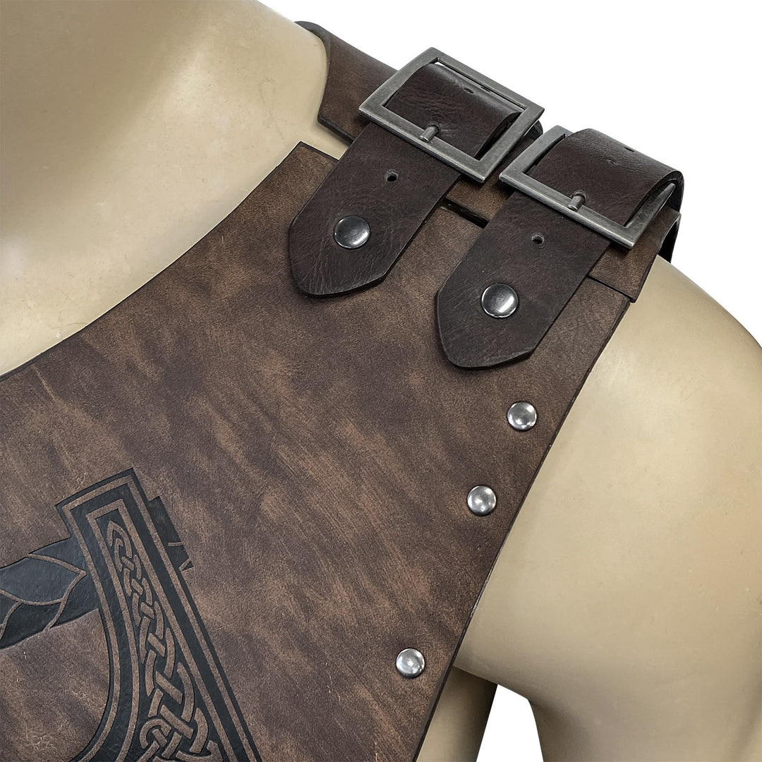 WorldNorse Viking Axe Mjolnir Leather Vest Chest Armor