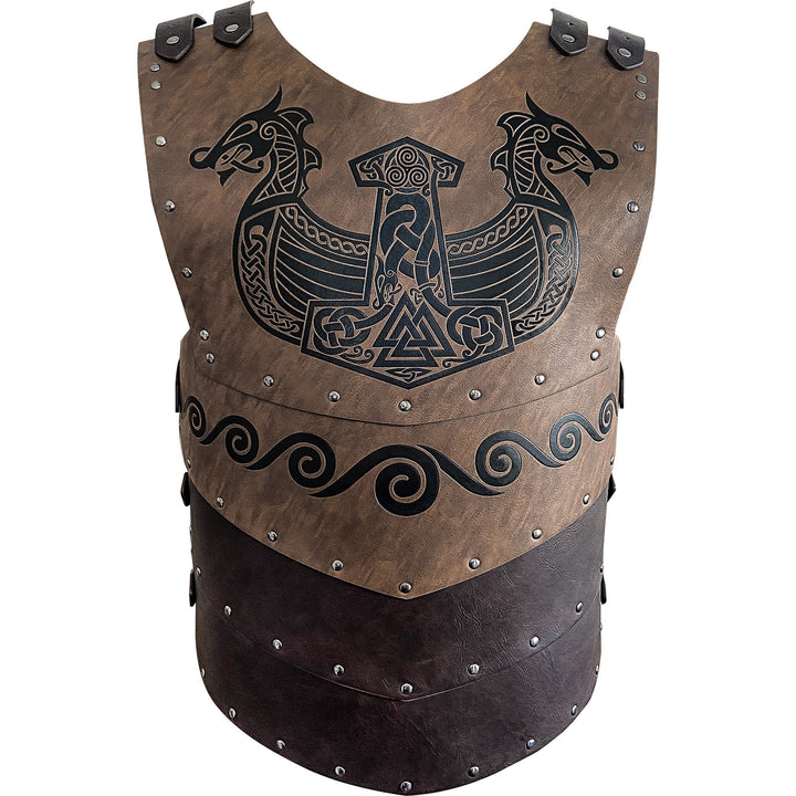 WorldNorse Viking Axe Mjolnir Leather Vest Chest Armor