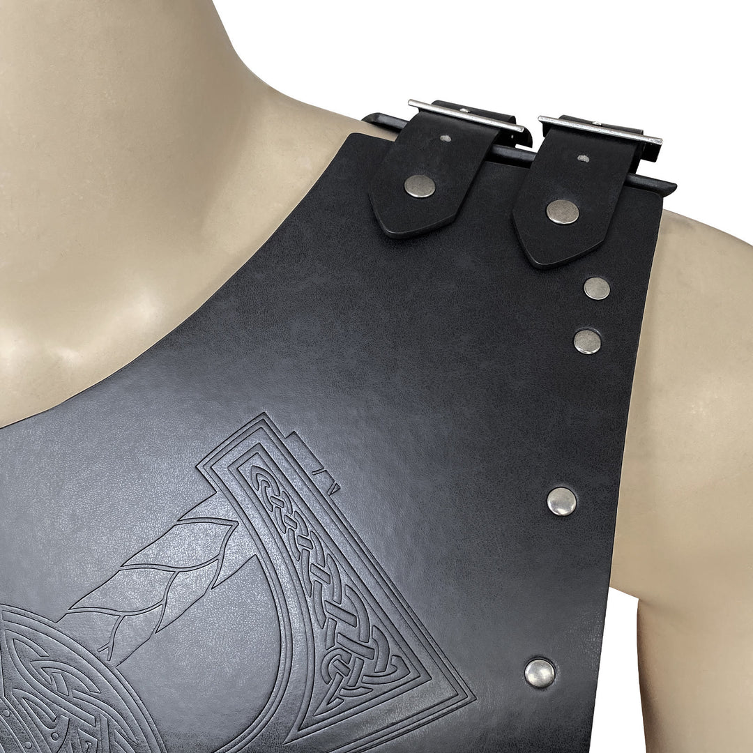 WorldNorse Viking Axe Mjolnir Leather Vest Chest Armor