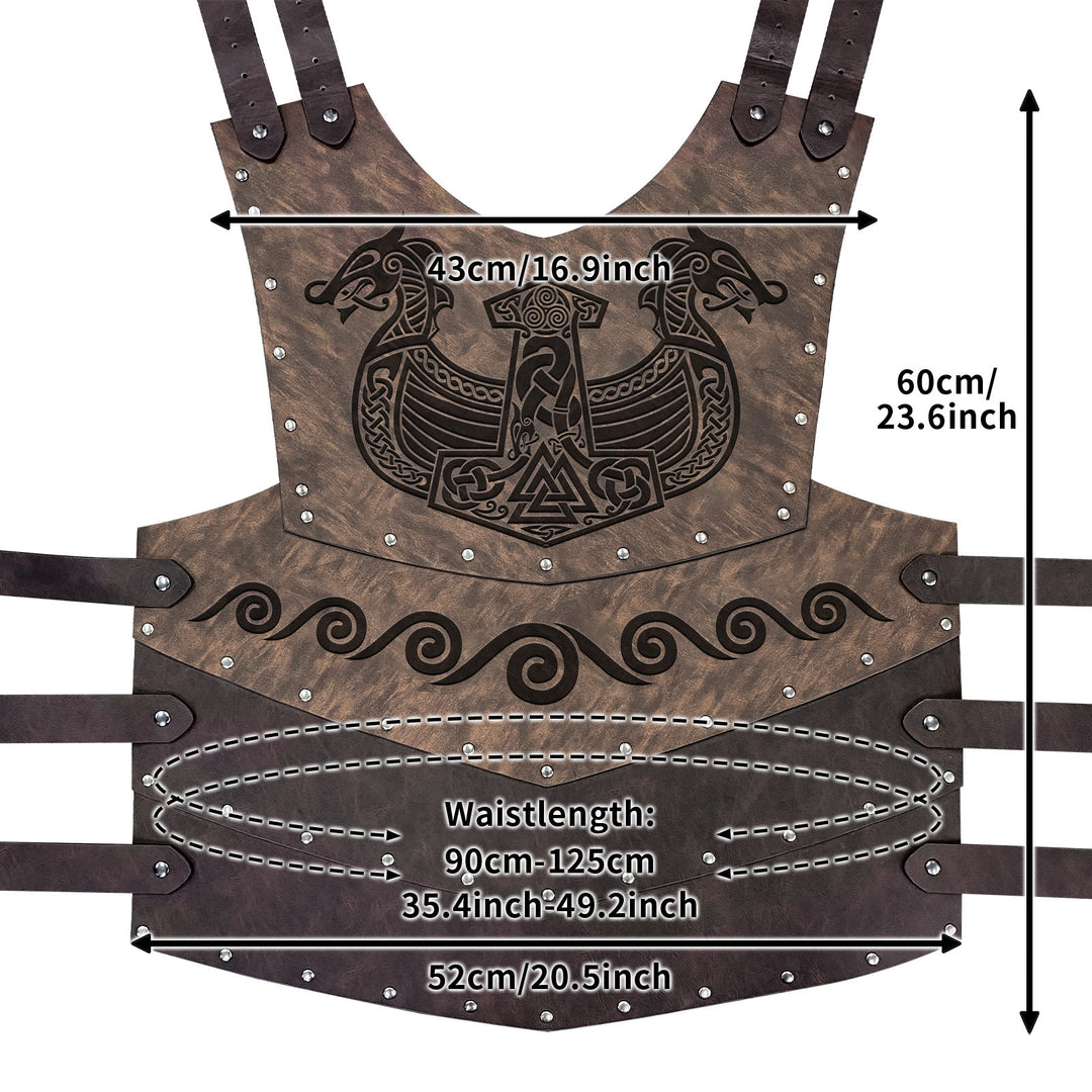 WorldNorse Viking Axe Mjolnir Leather Vest Chest Armor