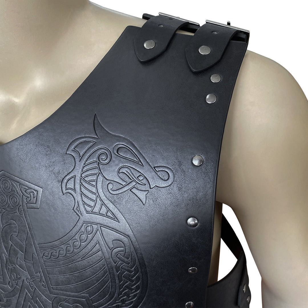 WorldNorse Viking Axe Mjolnir Leather Vest Chest Armor