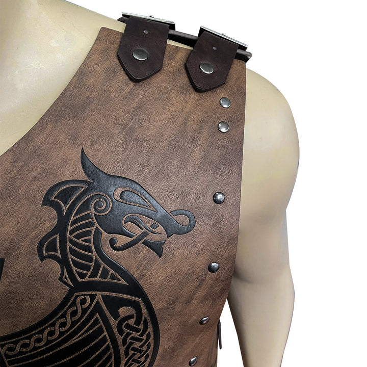 WorldNorse Viking Axe Mjolnir Leather Vest Chest Armor