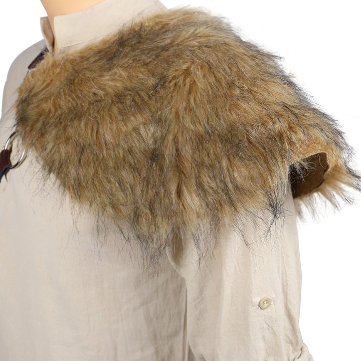 WorldNorse Nordic Leather Strap Fur Single-Shoulder Pauldron - image 2
