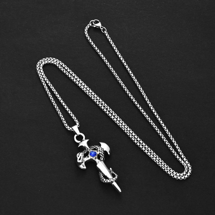 WorldNorse Warrior Snake Coiled Sword Necklace