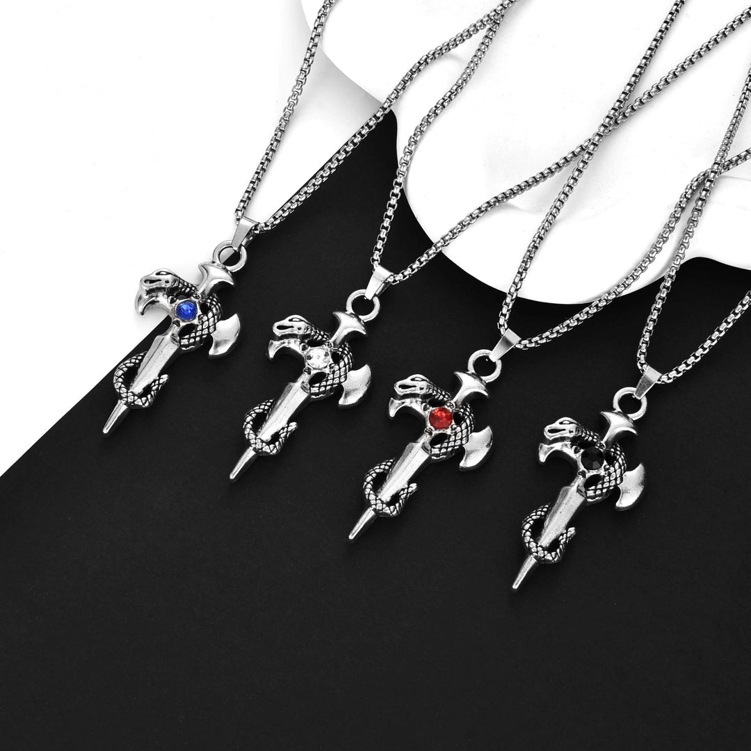 WorldNorse Warrior Snake Coiled Sword Necklace