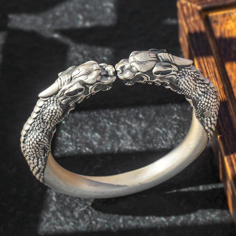 WorldNorse Guardian Dragon Head Torque Bracelet