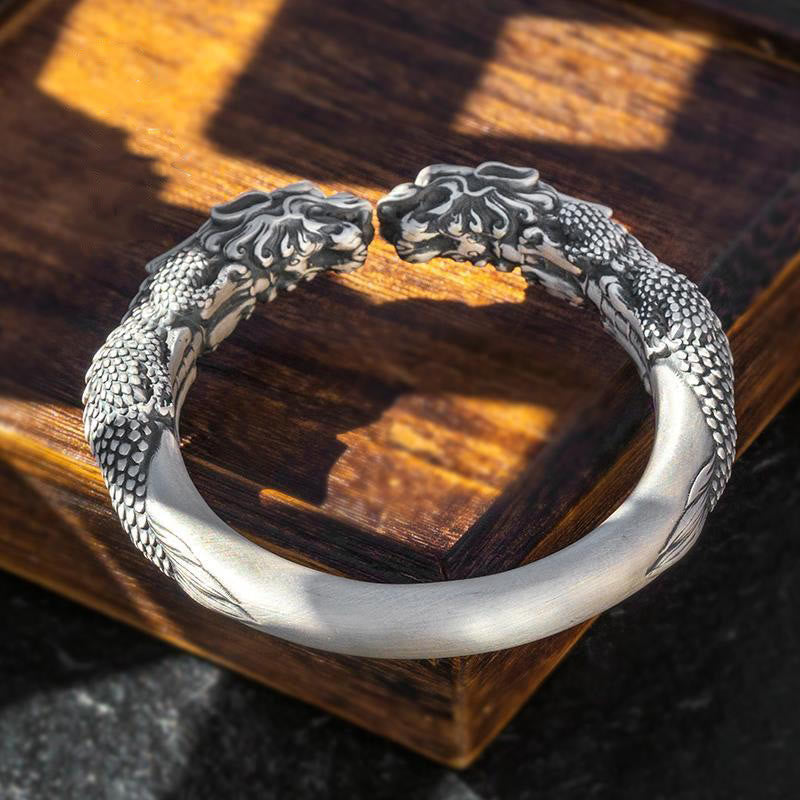 WorldNorse Guardian Dragon Head Torque Bracelet