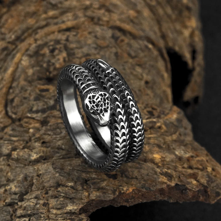 WorldNorse Snake King Titanium Steel Coil Ring