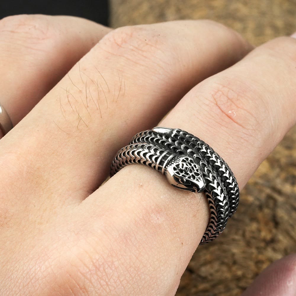 WorldNorse Snake King Titanium Steel Coil Ring