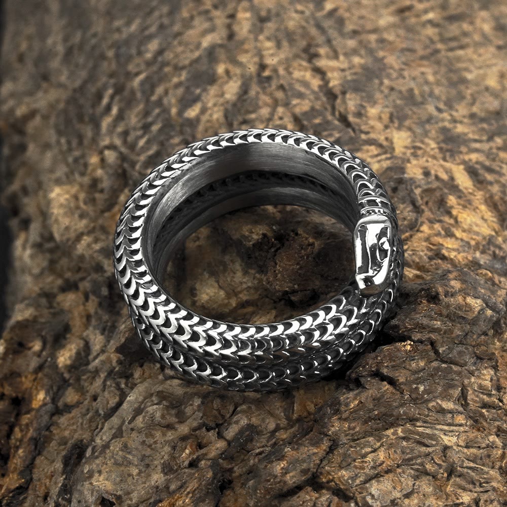 WorldNorse Snake King Titanium Steel Coil Ring