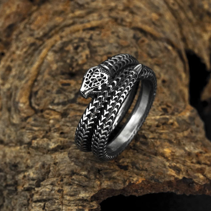 WorldNorse Snake King Titanium Steel Coil Ring