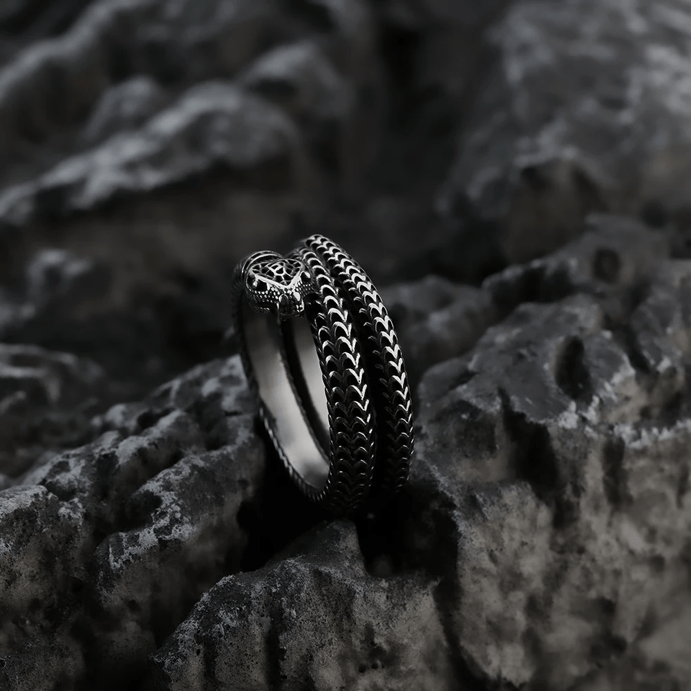 WorldNorse Snake King Titanium Steel Coil Ring