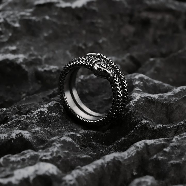 WorldNorse Snake King Titanium Steel Coil Ring