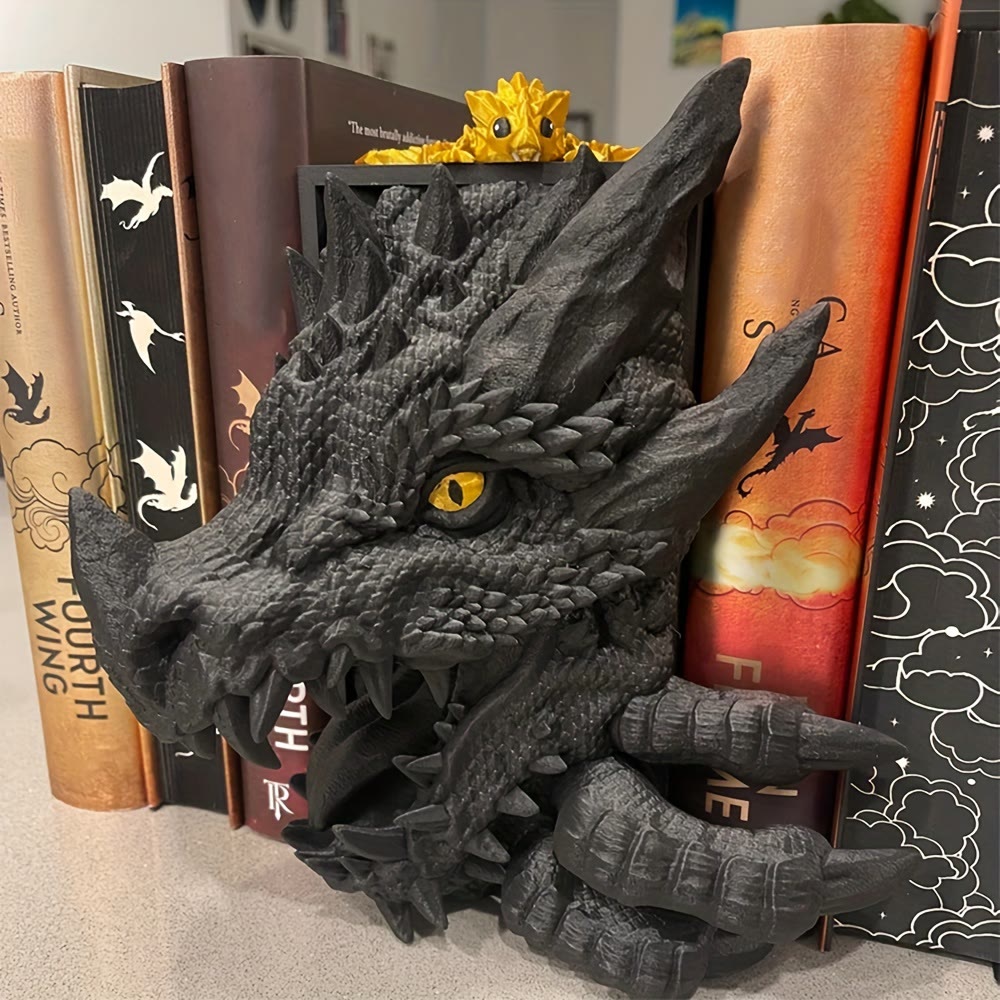 WorldNorse Resin Dragon Decorative Bookend - Yellow Eyes - image 0