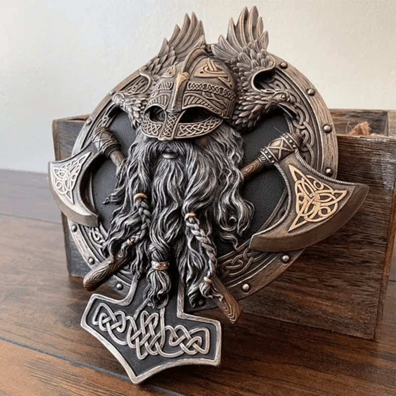 WorldNorse Viking Berserker Double Axe Plaque Statue