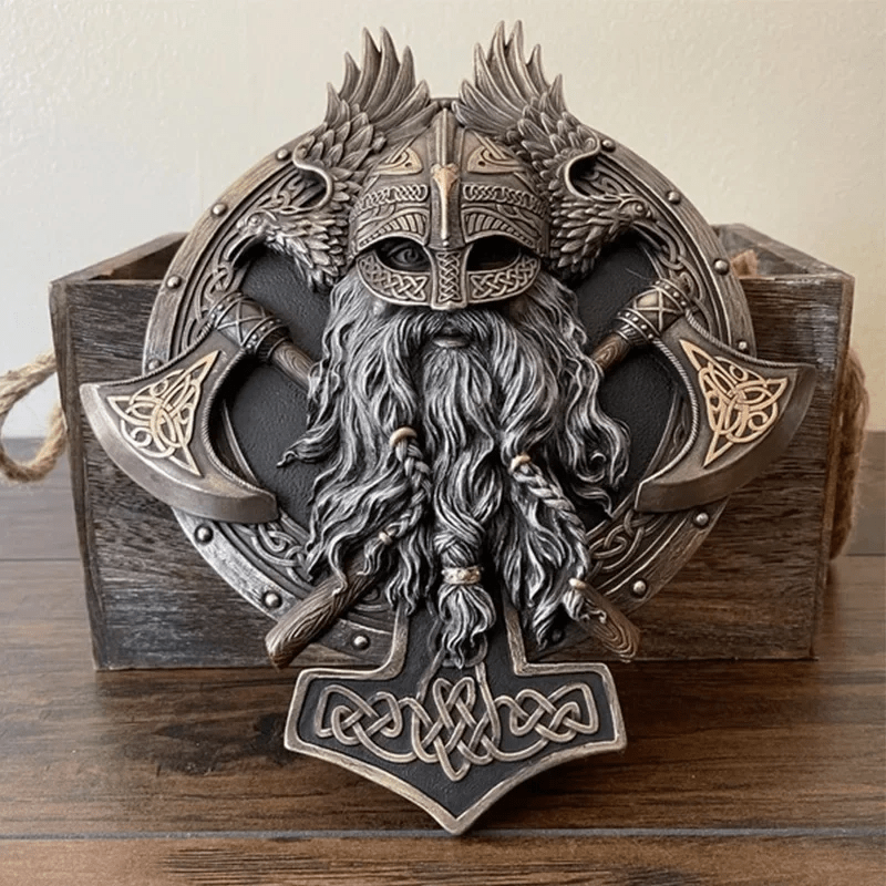 WorldNorse Viking Berserker Double Axe Plaque Statue