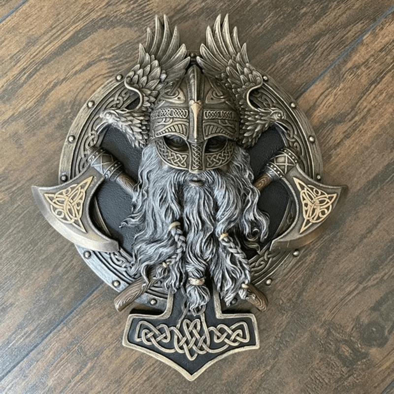 WorldNorse Viking Berserker Double Axe Plaque Statue