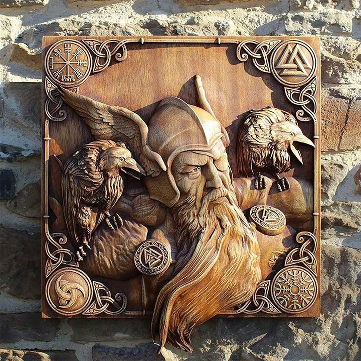 WorldNorse Odin Ravens Wall Carve Icon Home Decor