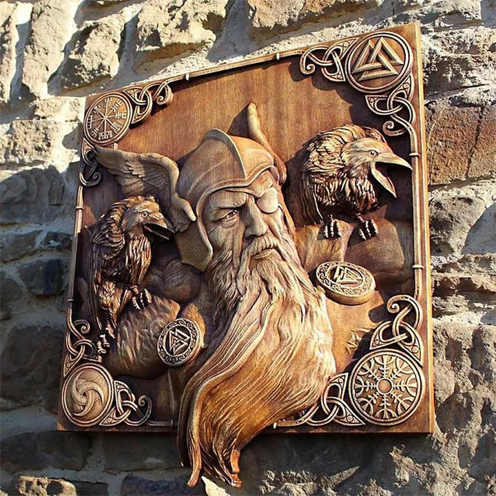 WorldNorse Odin Ravens Wall Carve Icon Home Decor