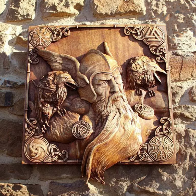 WorldNorse Odin Ravens Wall Carve Icon Home Decor