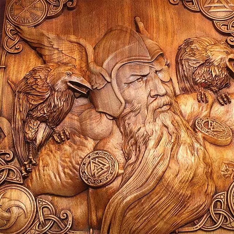 WorldNorse Odin Ravens Wall Carve Icon Home Decor