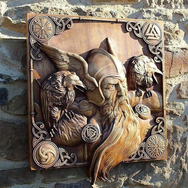 WorldNorse Odin Ravens Wall Carve Icon Home Decor