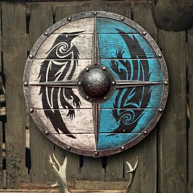 WorldNorse Raven Dragon Battleworn Viking Shield