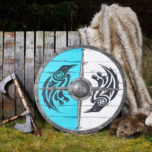 WorldNorse Raven Dragon Battleworn Viking Shield