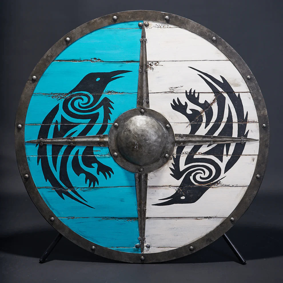 WorldNorse Raven Dragon Battleworn Viking Shield