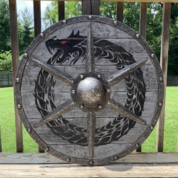 WorldNorse Raven Dragon Battleworn Viking Shield