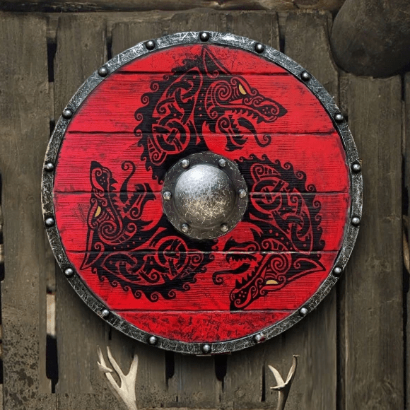 WorldNorse Raven Dragon Battleworn Viking Shield