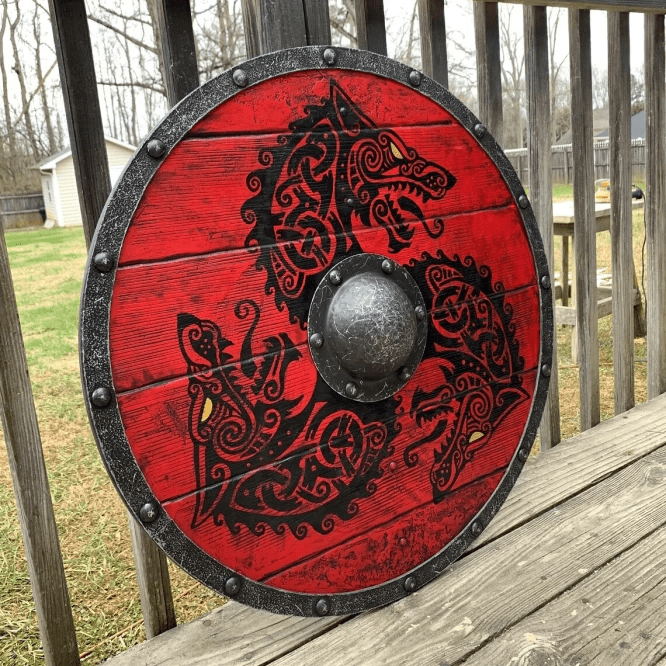 WorldNorse Raven Dragon Battleworn Viking Shield