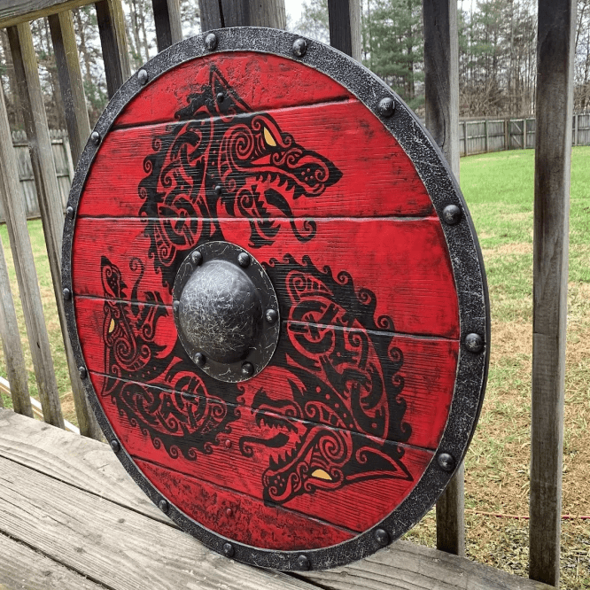 WorldNorse Raven Dragon Battleworn Viking Shield