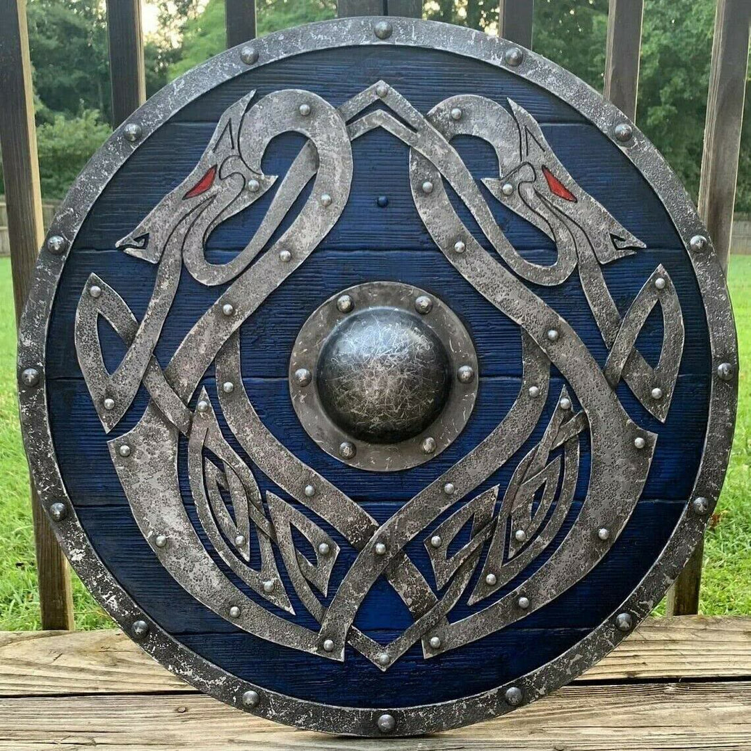 WorldNorse Viking Jörmungandr Carved Kolovrat Shield