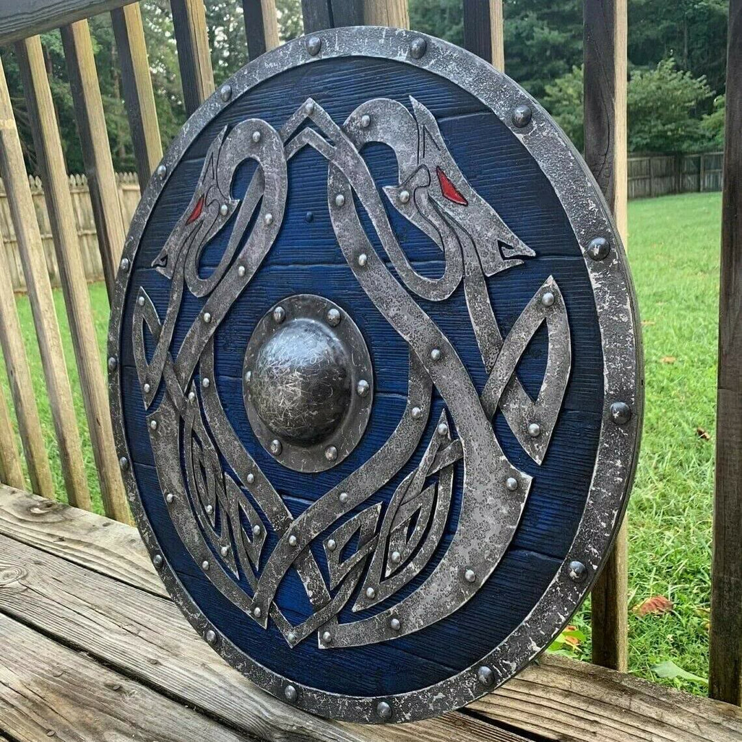 WorldNorse Viking Jörmungandr Carved Kolovrat Shield