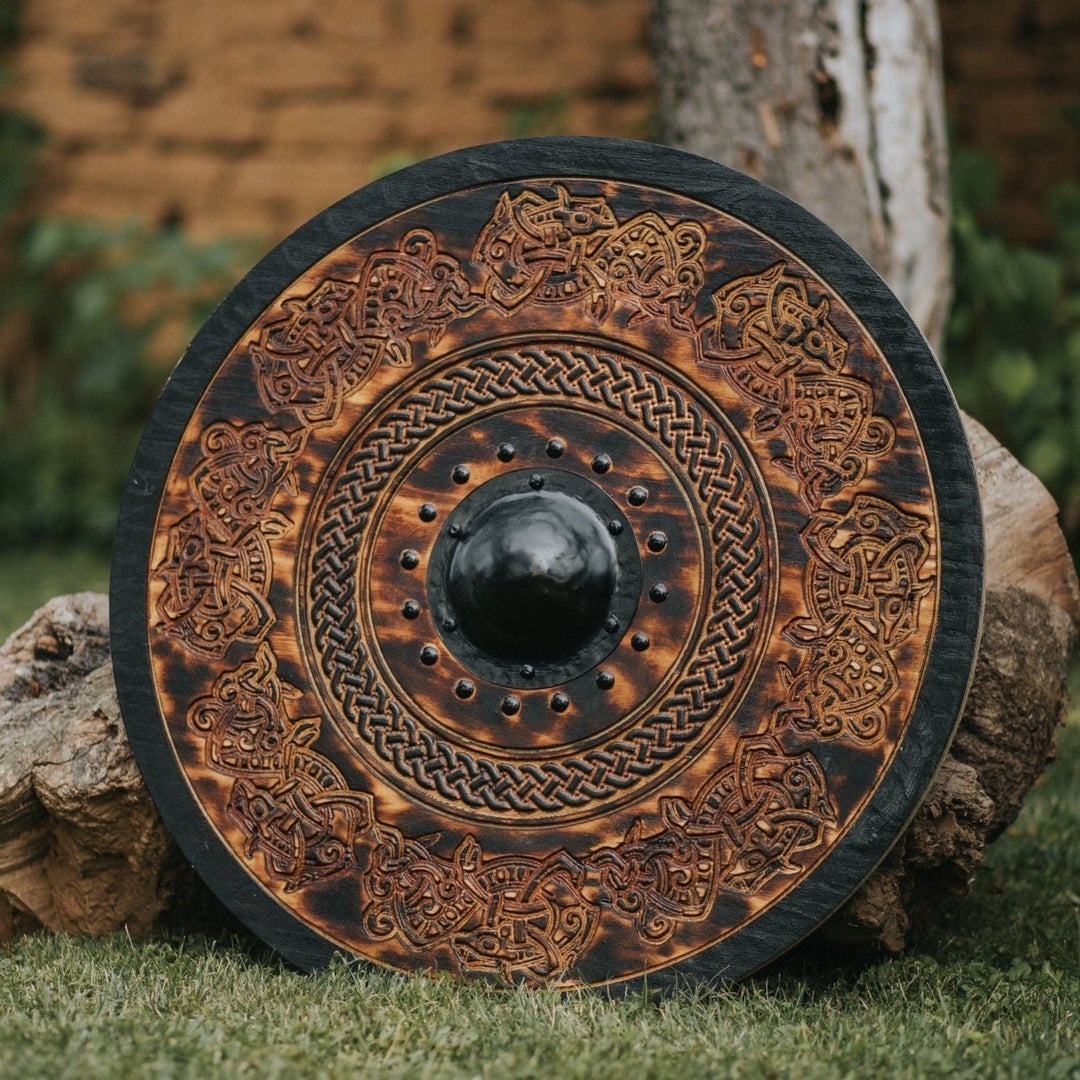 WorldNorse Celtic Knot Carved Dragon Shield