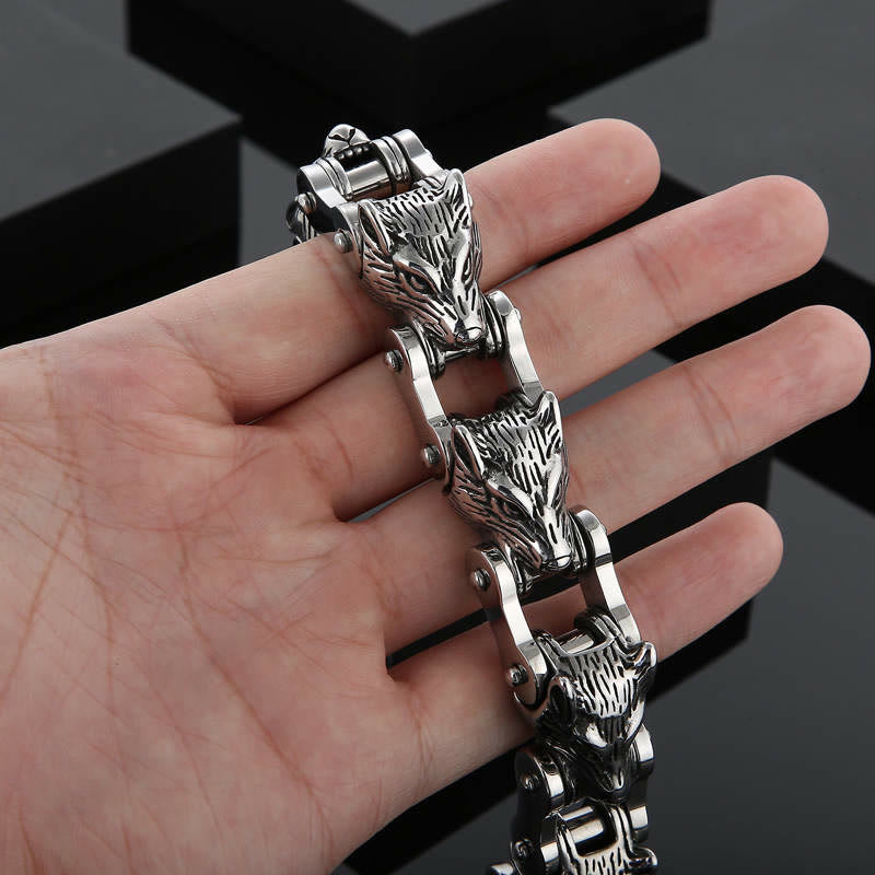 WorldNorse Viking Wolf Steel Bracelet