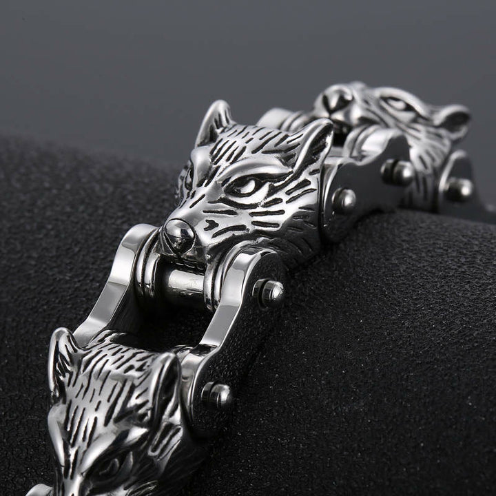 WorldNorse Viking Wolf Steel Bracelet