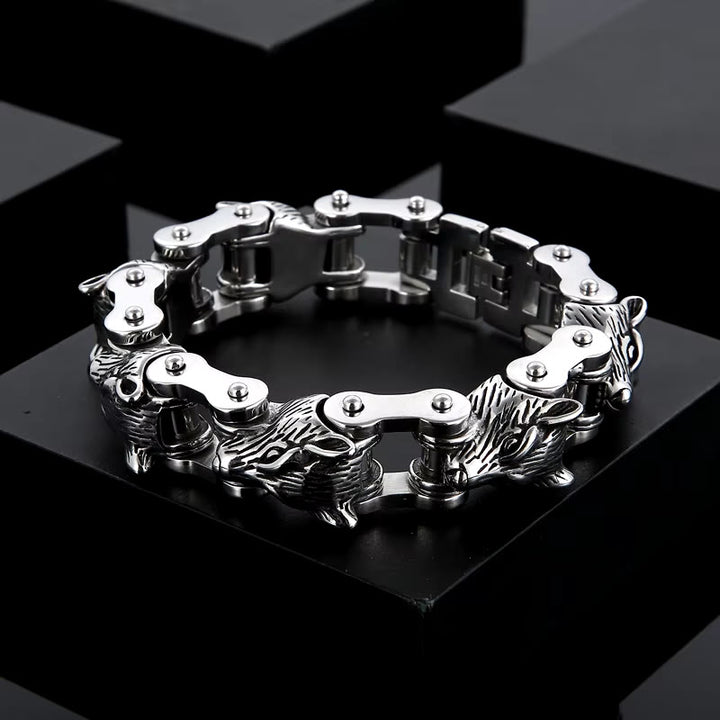 WorldNorse Viking Wolf Steel Bracelet